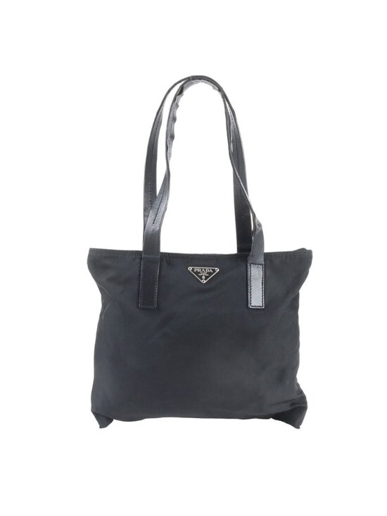 Prada Handbags - ★SOLD★ Prada Tessuto Nylon Triangle Logo Leather Tote Shoulder Black